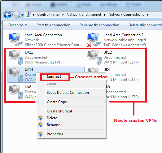 Connect to new VPN